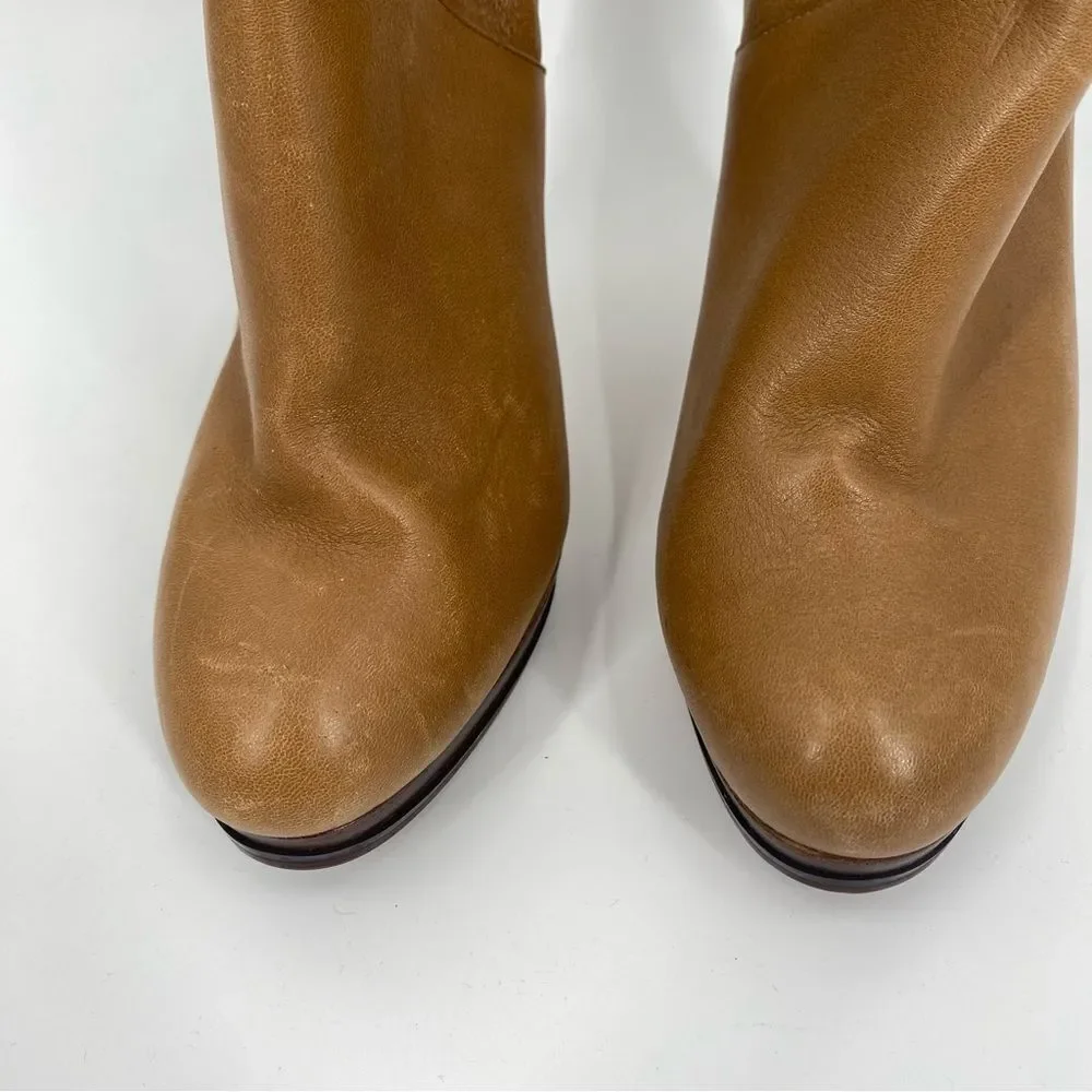 Michael Kors Tan Heeled Boots with Slouchy Detail size 8